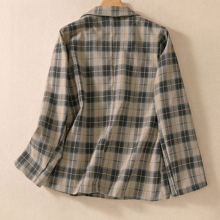Buddha Stones Fall Vintage Classic Button-Up Plaid Women's Jacket With Pockets - image 1