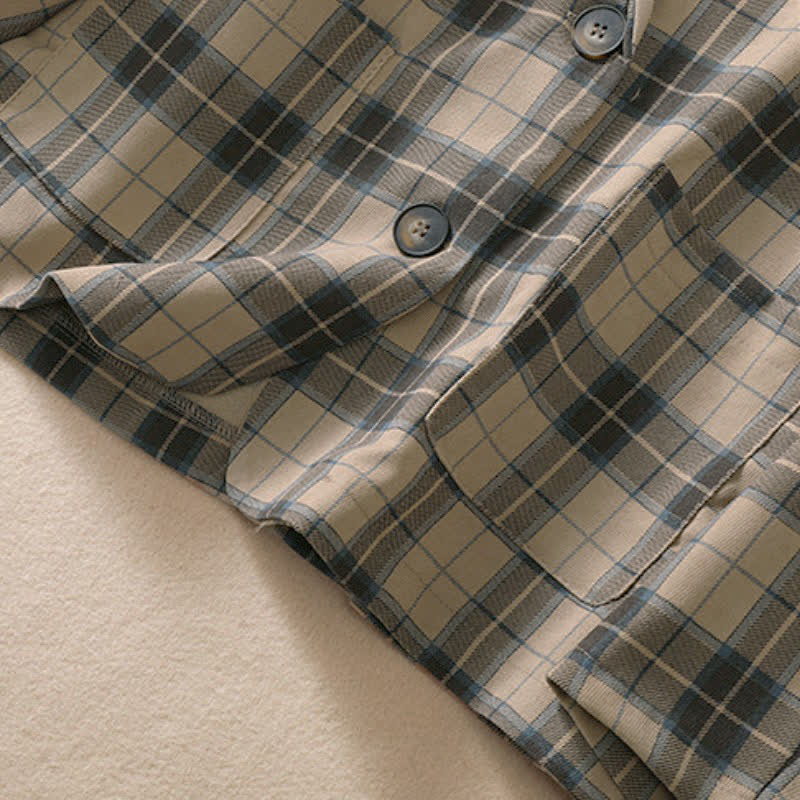 Buddha Stones Fall Vintage Classic Button-Up Plaid Women's Jacket With Pockets - image 6