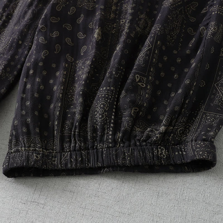 Buddha Stones Spring Summer Vintage Boho Floral Cropped Pants Women's Harem Pants With Pockets - image 9