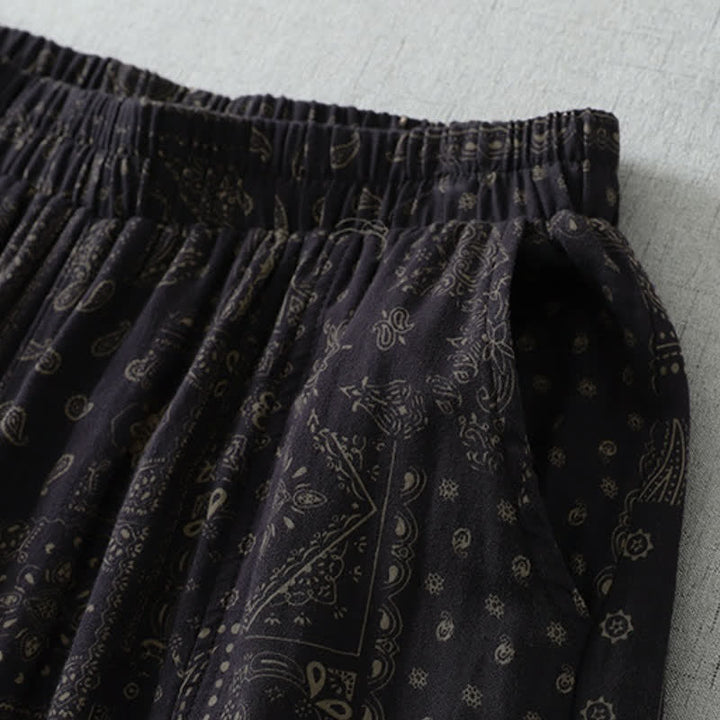 Buddha Stones Spring Summer Vintage Boho Floral Cropped Pants Women's Harem Pants With Pockets - image 7