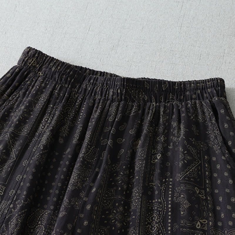 Buddha Stones Spring Summer Vintage Boho Floral Cropped Pants Women's Harem Pants With Pockets - image 5