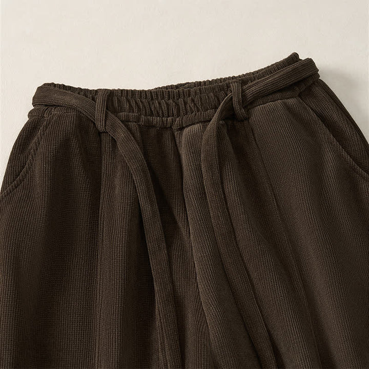 Buddha Stones Fall Winter Casual Minimalist Drawstring Solid Ankle Pants Women's Harem Pants With Pockets - image 3