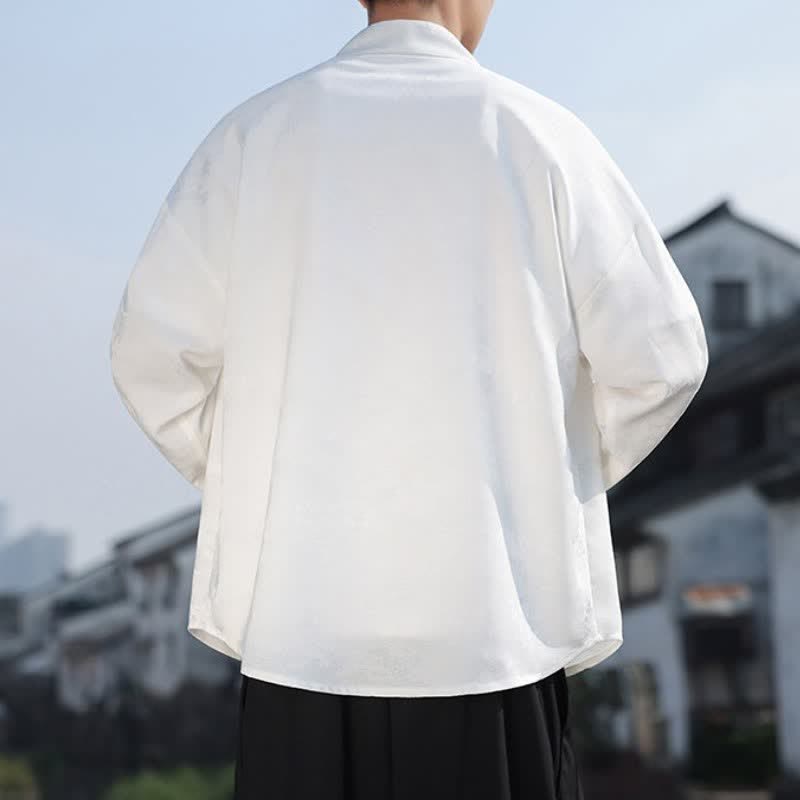 Buddha Stones Spring Fall Casual Tang Style Mandarin Collar Frog Button Landscape Pattern Men's Long Sleeve Shirts With Pockets - image 25