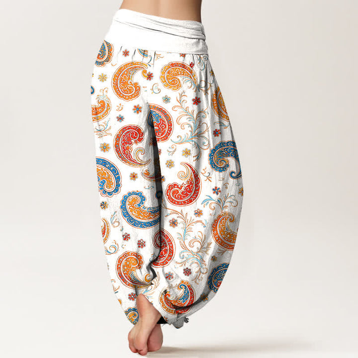 Buddha Stones Cotton Exotic Paisley Motif Pattern Women's Elastic Waist Harem Pants - image 6