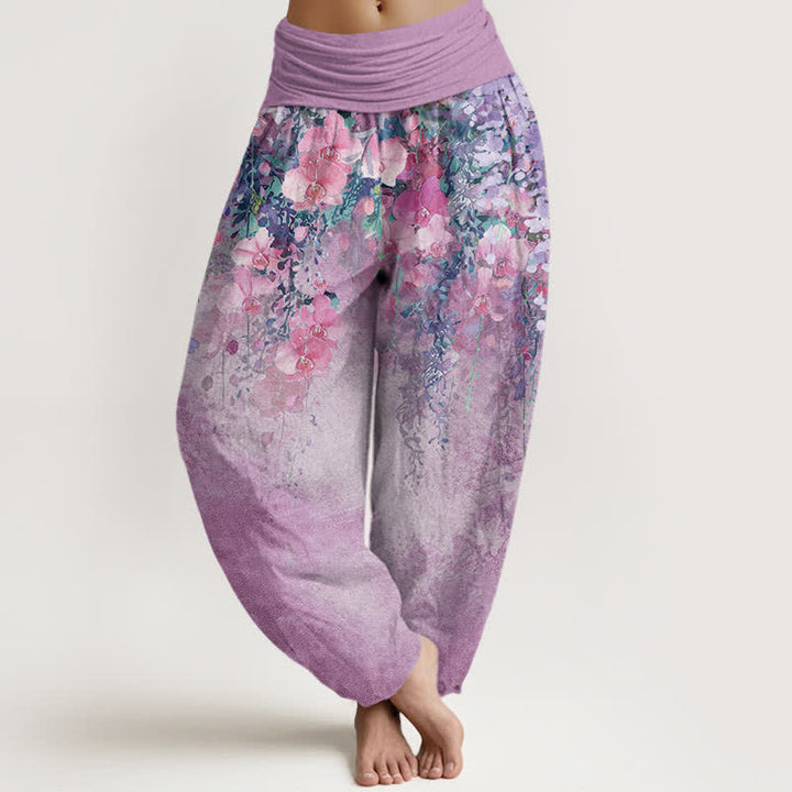 Buddha Stones Cotton Artistic Garden Bloom Pattern Women's Elastic Waist Harem Pants - Thistle - US16，UK/AU20，EU48 (3XL) - image 8