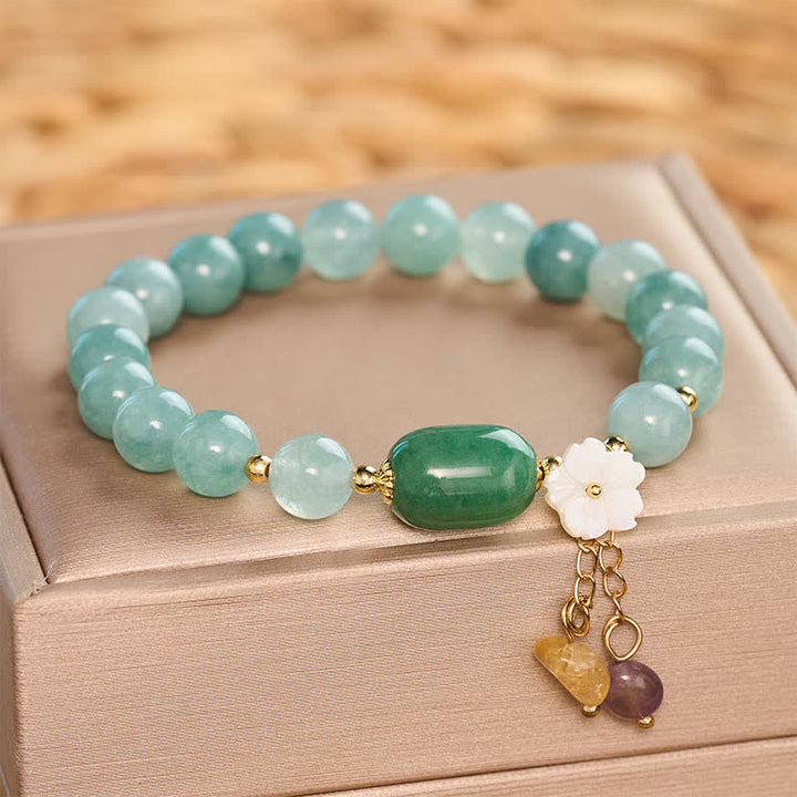 Buddha Stones Jade Blossom Charm Protection Stretch Bracelet - image 4