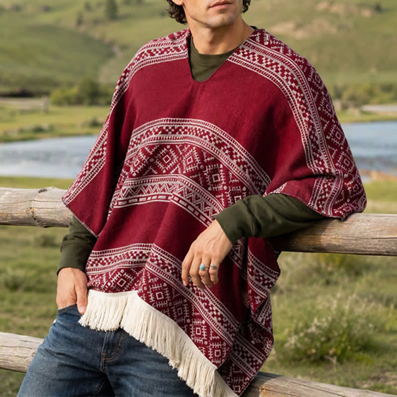 Buddha Stones Fall Winter Boho Geometric Stripe Tassel Women's Shawl - image 19