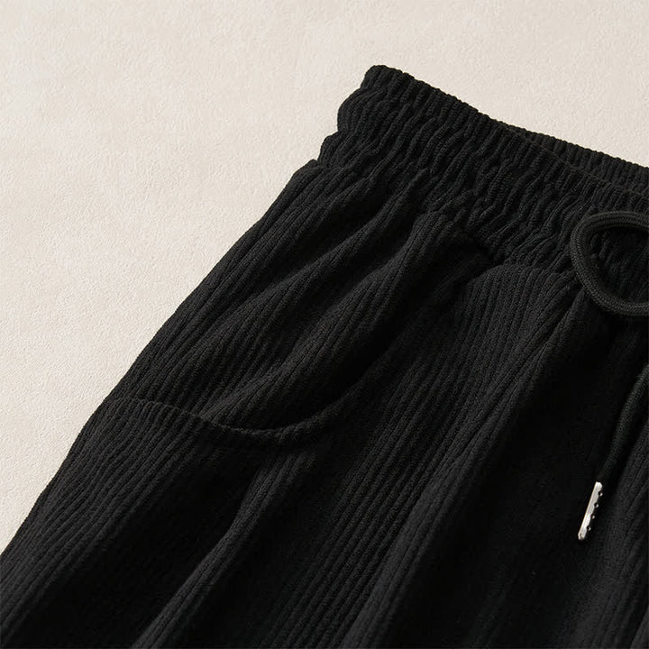Buddha Stones Fall Winter Casual Minimalist Drawstring Solid Long Pants Corduroy Women's Straight Leg Pants With Pockets - image 12