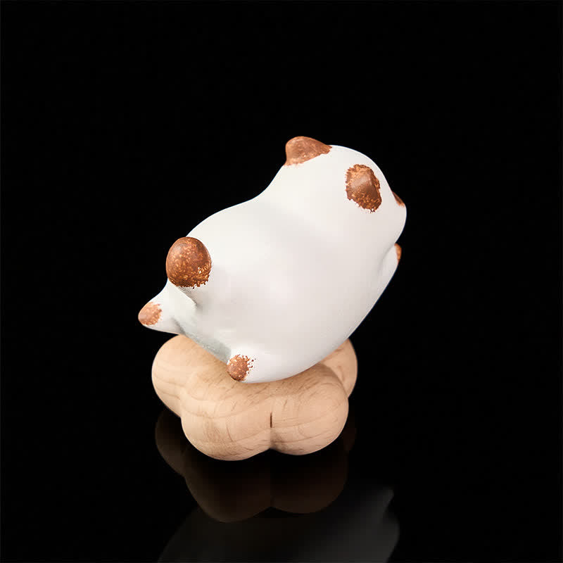 Buddha Stones Beech Wood Rotating Cat Dog Tea Pet Cute Animal Decor - image 3
