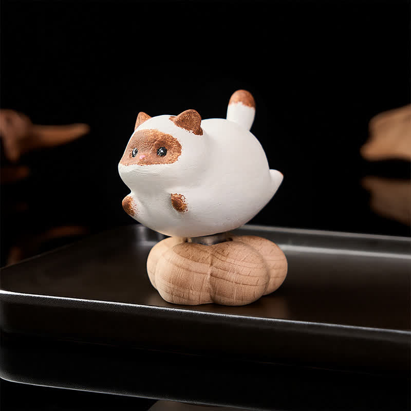 Buddha Stones Beech Wood Rotating Cat Dog Tea Pet Cute Animal Decor - image 2