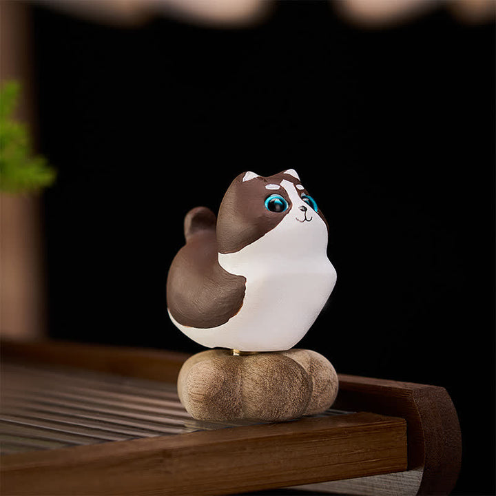 Buddha Stones Beech Wood Rotating Cat Dog Tea Pet Cute Animal Decor - image 11