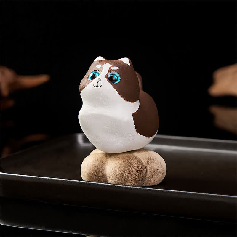 Buddha Stones Beech Wood Rotating Cat Dog Tea Pet Cute Animal Decor - image 12