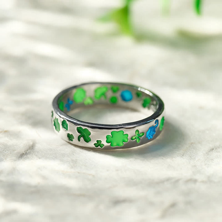Buddha Stones Copper Green Four Leaf Clover Grounding Ring - Four Leaf Clover - US 11 - image 0