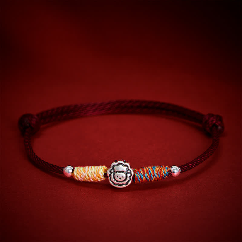 Buddha Stones Year of the Goat 999 Sterling Silver Chinese Zodiac Luck and Protection Red String Bracelet - image 1