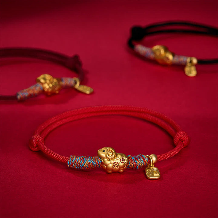 Buddha Stones Year of the Goat Copper Cute Sheep Lamb Fu Character Coins Red String Luck Bracelet - image 22