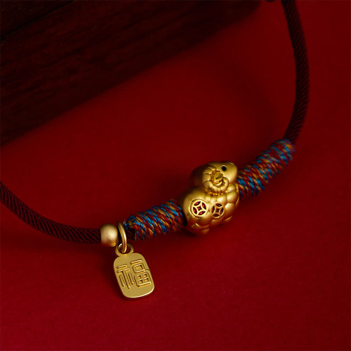 Buddha Stones Year of the Goat Copper Cute Sheep Lamb Fu Character Coins Red String Luck Bracelet - image 25
