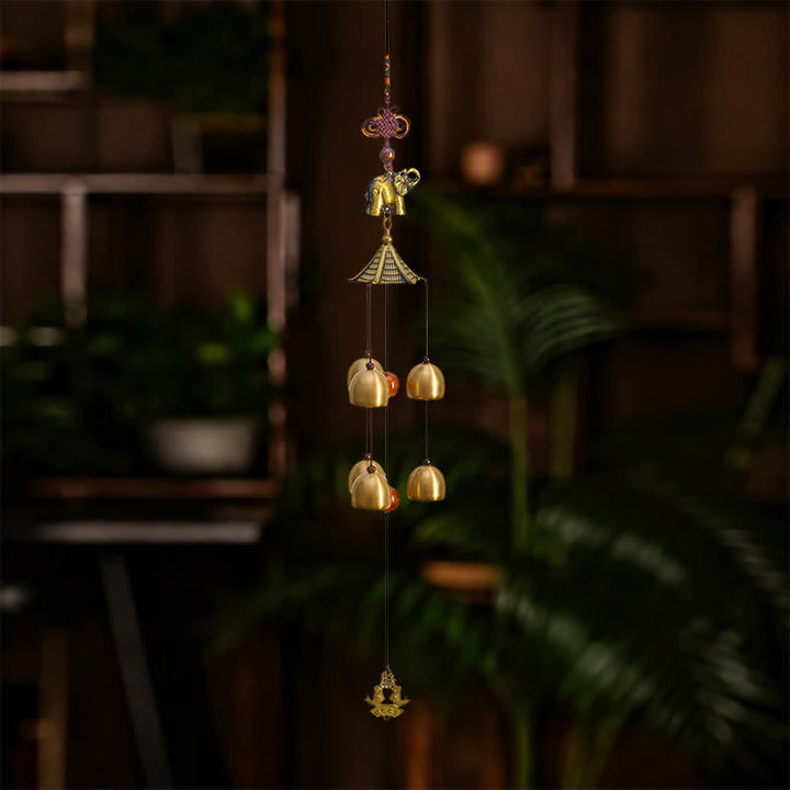 Buddha Stones Copper Pagoda Elephant Koi Fish Fu Character Luck Bells & Chimes - image 5