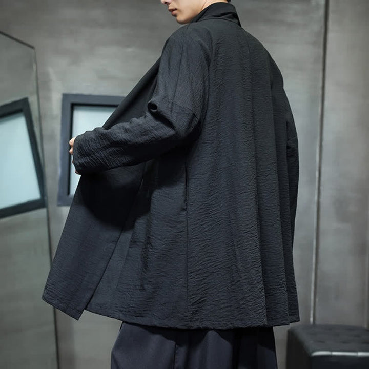 Buddha Stones Fall Classic Minimalist Solid Men's Kimono With Pocket - image 24