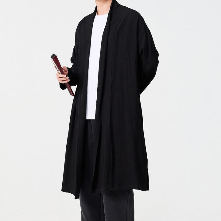 Buddha Stones Fall Minimalist Retro Tang Style Solid Men's Kimono - image 16