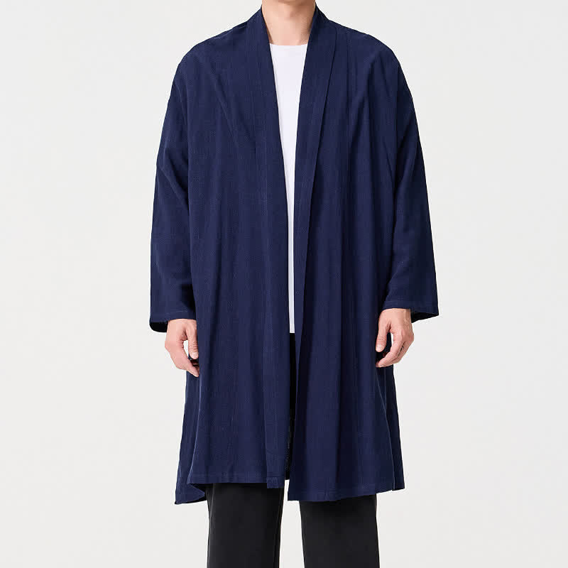 Buddha Stones Fall Minimalist Retro Tang Style Solid Men's Kimono - image 1