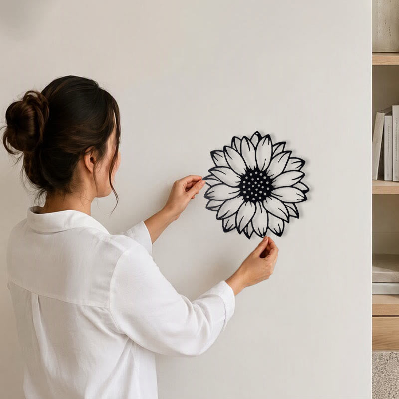 Buddha Stones Round Floral Sunflower Energy Iron Metal Wall Decor - image 1