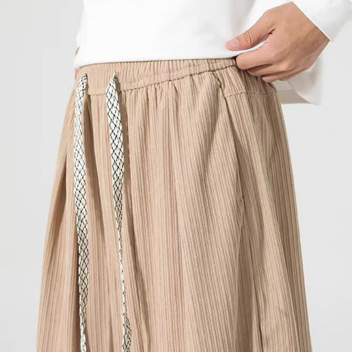 Buddha Stones Spring Fall Basic Drawstring Solid Ankle Pants Corduroy Men's Straight Leg Pants With Pockets - image 16