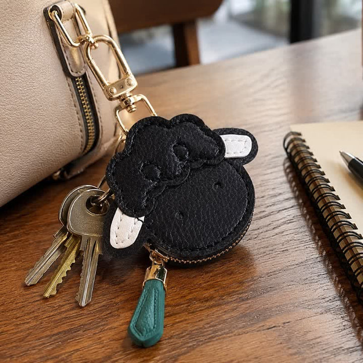 Buddha Stones Leather Lamb Goat Face Keychain Storage Wallet - image 7