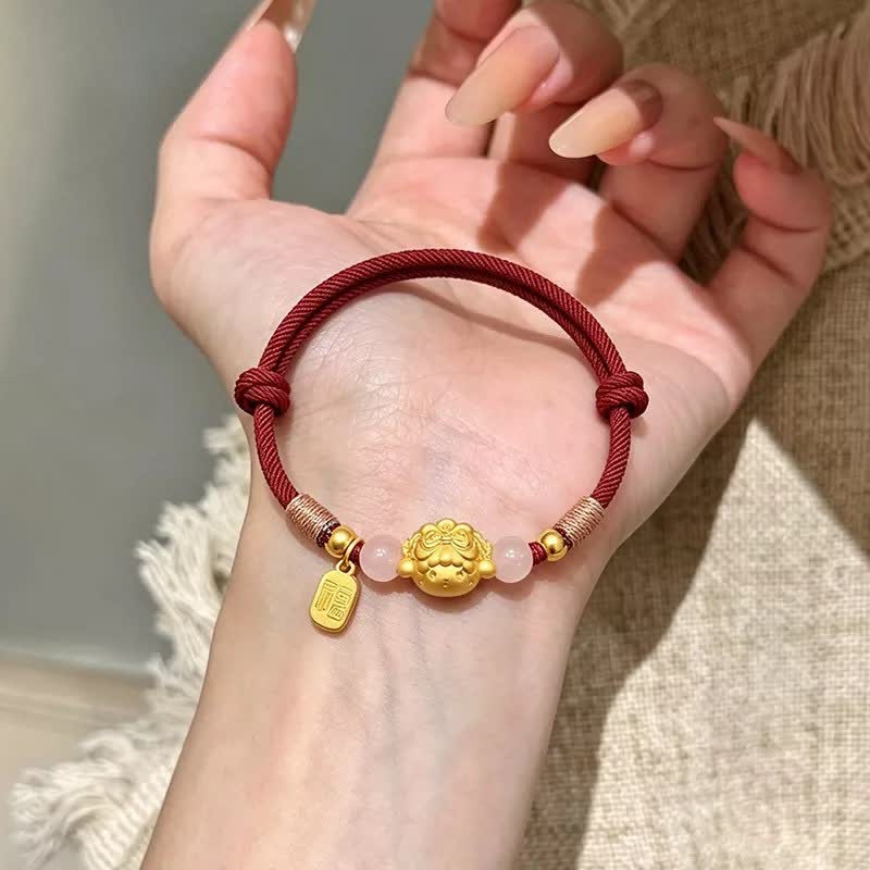 Buddha Stones Year of the Goat Copper 999 Sterling Silver Sheep Fu Character Blessing Red String Bracelet - Silver(Purity ♥ Intuition) - image 8
