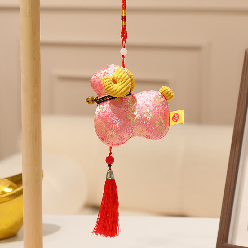 Buddha Stones Year of the Goat Song Brocade Sheep Lucky Tassel Hanging Cute Animal Decor - Pink - Approx. 13 cm - image 1