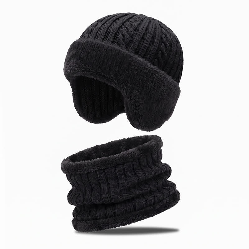 Buddha Stones Winter Ribbed Knit Plush Trim Balaclava Men's Hat - image 11