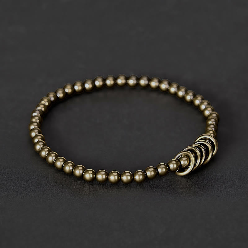 Buddha Stones 4mm Small Beads Brass Healing Bracelet - image 2