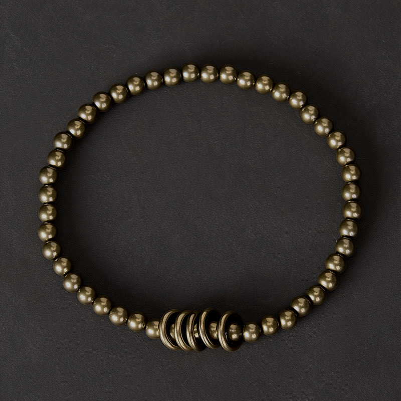 Buddha Stones 4mm Small Beads Brass Healing Bracelet - image 1