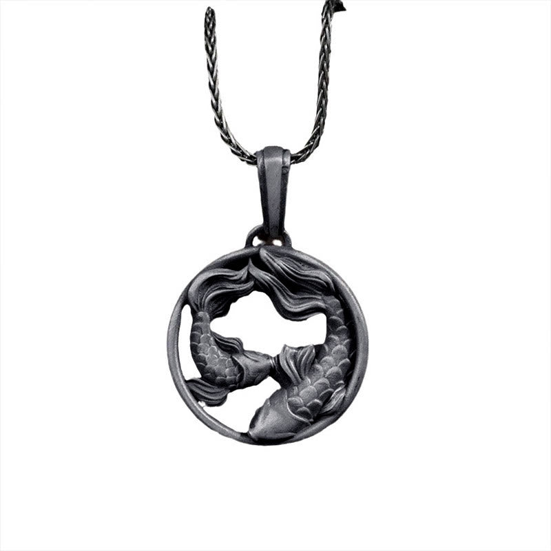 Buddha Stones Pure Tin Pisces Double Koi Fish Wealth Necklace Pendant - image 3