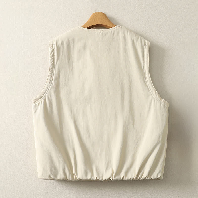 Buddha Stones Fall Winter Casual Button-Up Solid Tank Top Women's Vest With Pockets - image 2