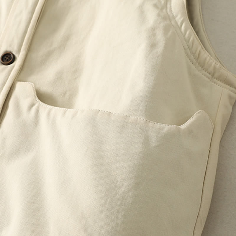 Buddha Stones Fall Winter Casual Button-Up Solid Tank Top Women's Vest With Pockets - image 6