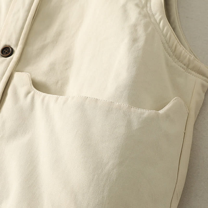 Buddha Stones Fall Winter Casual Button-Up Solid Tank Top Women's Vest With Pockets - image 6