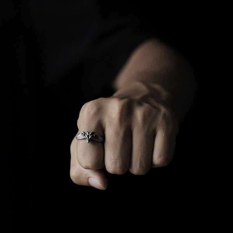 Buddha Stones Year of the Goat 999 Sterling Silver Auspicious Sheep Protection Open Ring - image 4
