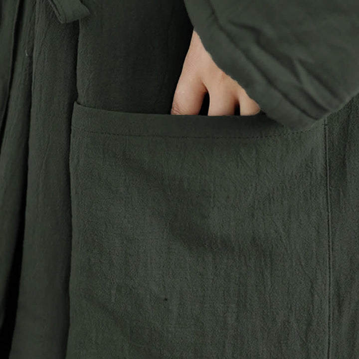 Buddha Stones Fall Winter Casual Minimalist Solid Women's Kimono With Pockets - image 9