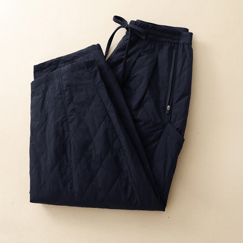Buddha Stones Winter Casual Classic Drawstring Geometric Ankle Pants Women's Straight Leg Pants With Pockets - image 2