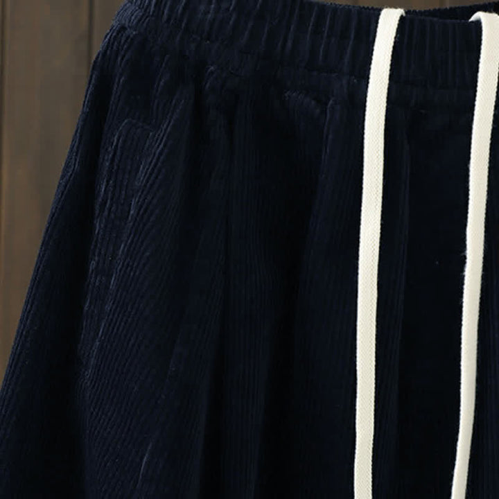 Buddha Stones Fall Winter Casual Drawstring Solid Corduroy Capri Pants Corduroy Women's Wide Leg Pants With Pockets - image 10