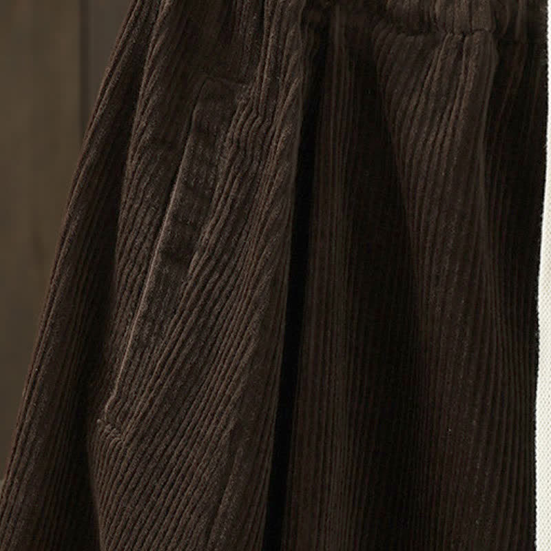 Buddha Stones Fall Winter Casual Drawstring Solid Corduroy Capri Pants Corduroy Women's Wide Leg Pants With Pockets - image 4