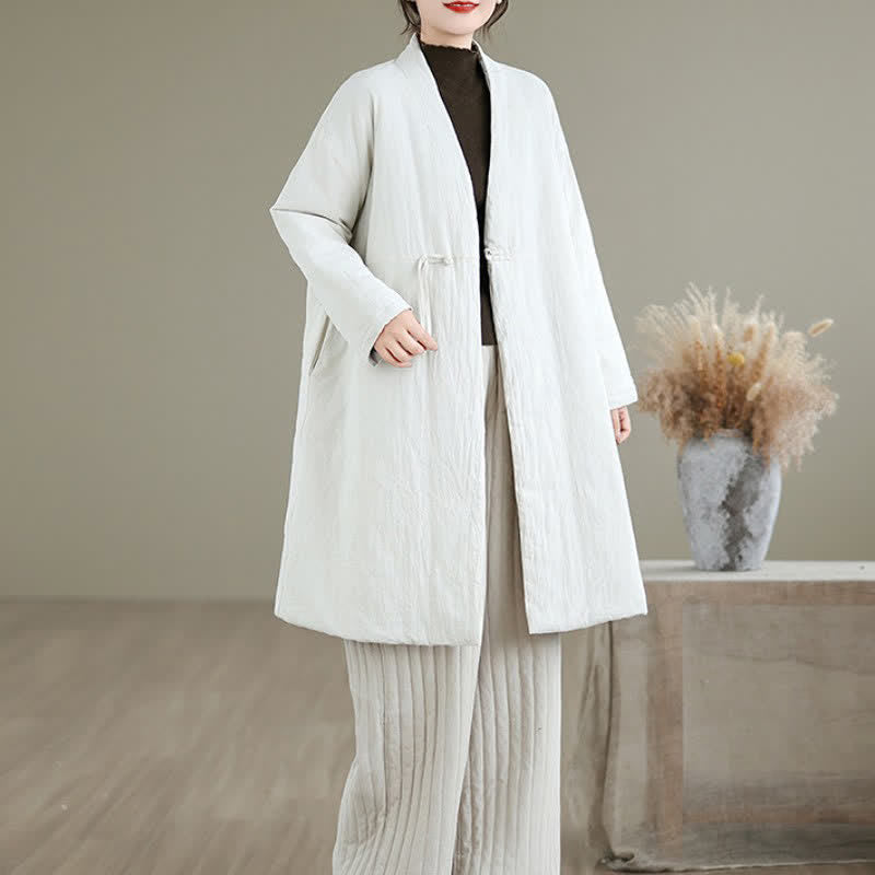 Buddha Stones Winter Casual Minimalist Drawstring Solid Women's Coat With Pockets - image 14