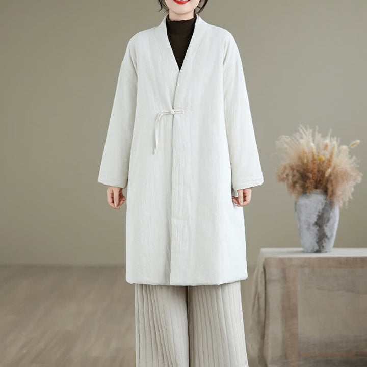 Buddha Stones Winter Casual Minimalist Drawstring Solid Women's Coat With Pockets - image 18