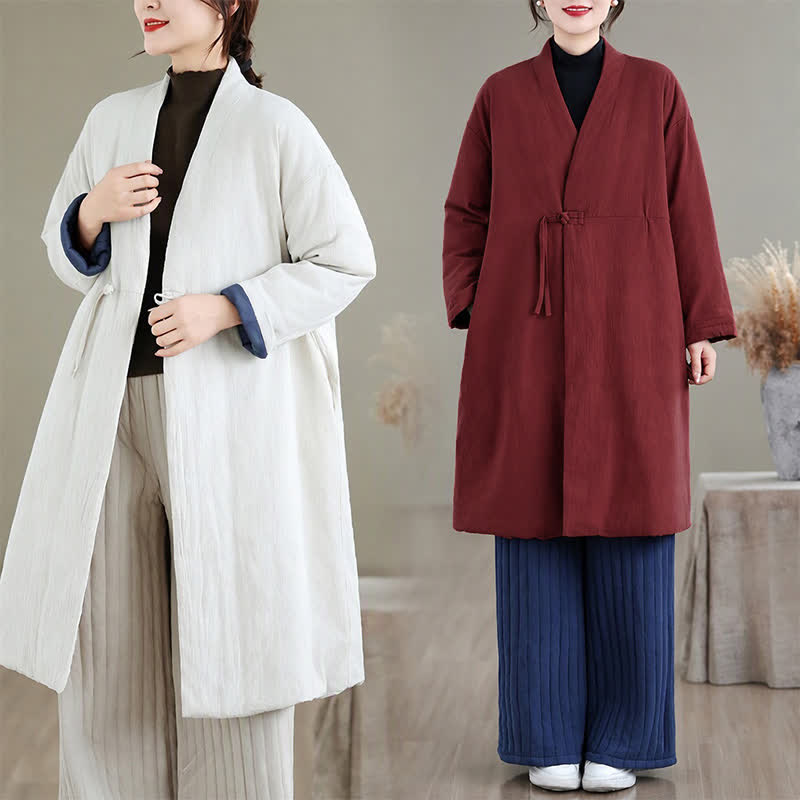 Buddha Stones Winter Casual Minimalist Drawstring Solid Women's Coat With Pockets - image 19