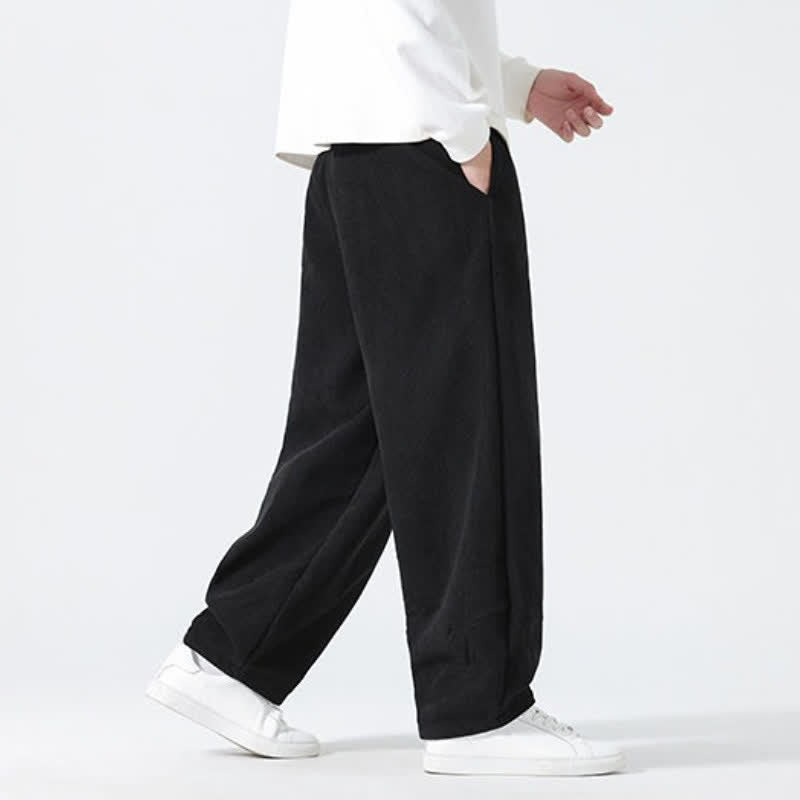 Buddha Stones Fall Winter Casual Minimalist Drawstring Solid Ankle Pants Men's Straight Leg Pants With Pockets - image 10