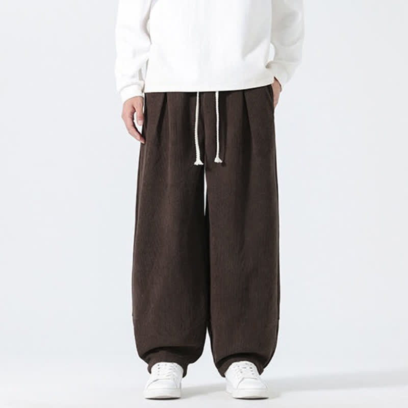 Buddha Stones Fall Winter Casual Minimalist Drawstring Solid Ankle Pants Men's Straight Leg Pants With Pockets - image 1