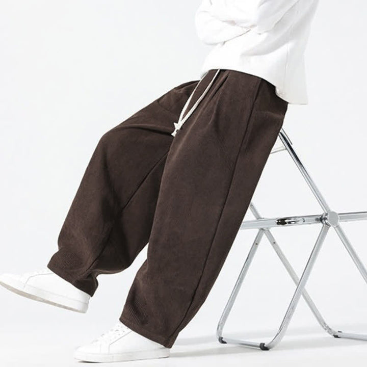 Buddha Stones Fall Winter Casual Minimalist Drawstring Solid Ankle Pants Men's Straight Leg Pants With Pockets - image 6