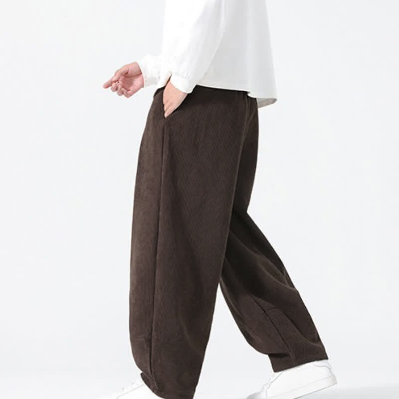 Buddha Stones Fall Winter Casual Minimalist Drawstring Solid Ankle Pants Men's Straight Leg Pants With Pockets - image 5