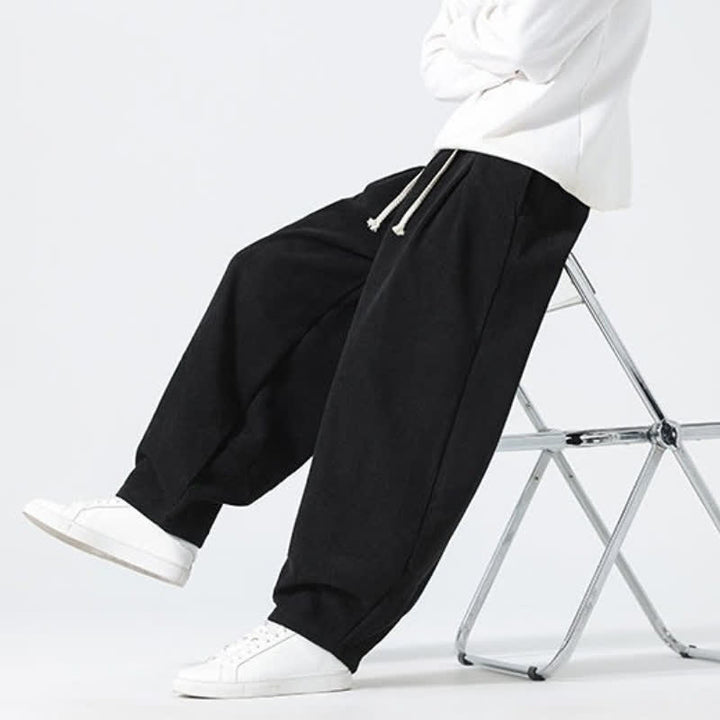 Buddha Stones Fall Winter Casual Minimalist Drawstring Solid Ankle Pants Men's Straight Leg Pants With Pockets - image 12