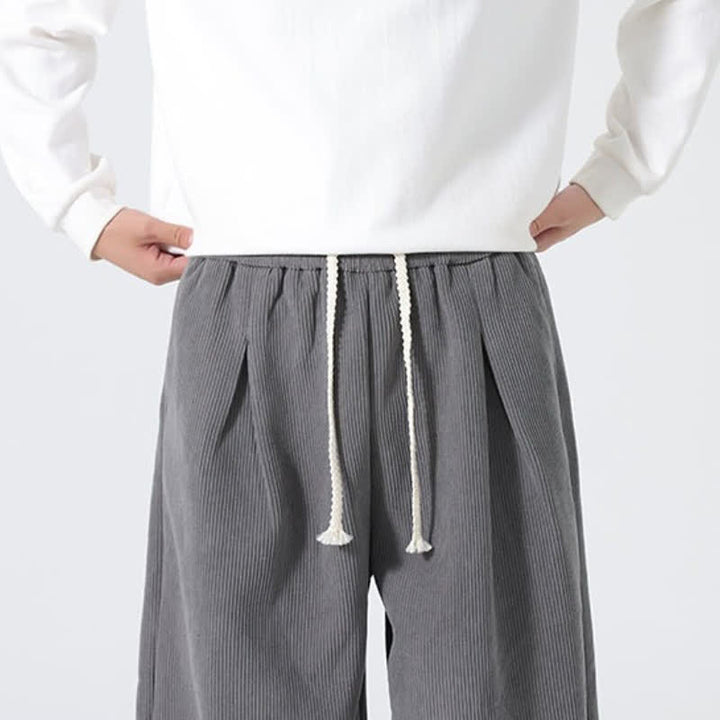 Buddha Stones Fall Winter Casual Minimalist Drawstring Solid Ankle Pants Men's Straight Leg Pants With Pockets - image 17